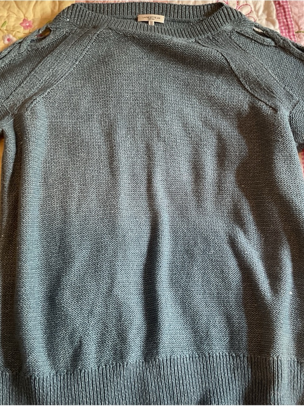 Lafayette 148 New York Slate Blue Crewneck Sweater